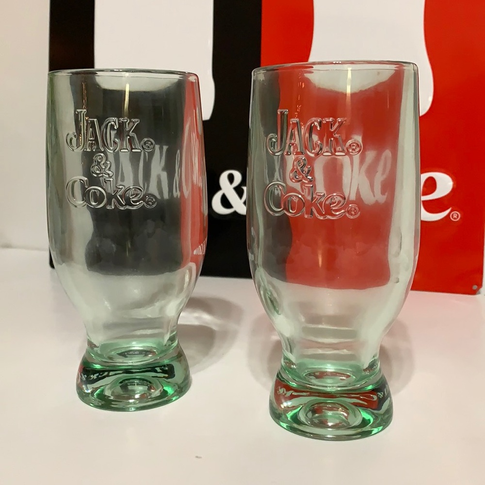 Jack Daniels Glass Set of 2 ‘Jack & Coke’ Bar Glasses RARE